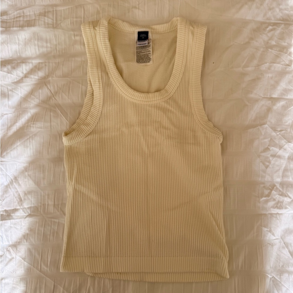 Old Navy Cream Ribbed Tank Top